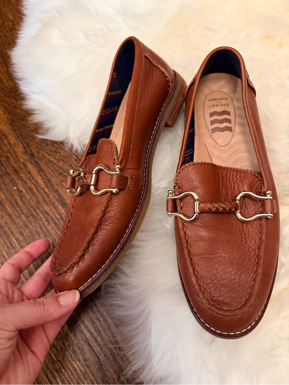 Sperry Women's Chestnut Leather Braided Horsebit Loafers 6.5 nwot - Picture 3 of 3